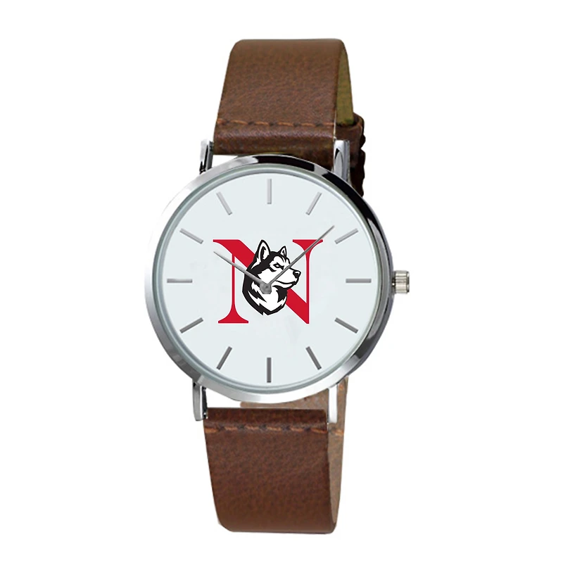 Men's Brown Northeastern Huskies Plexus Leather Watch