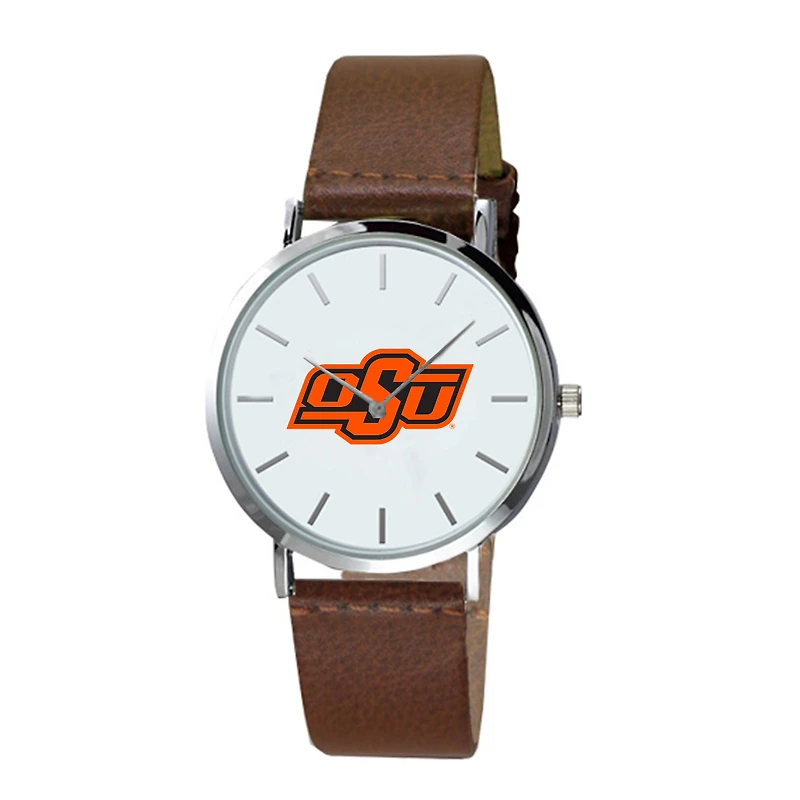 Men's Brown Oklahoma State Cowboys Plexus Leather Watch