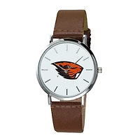 Men's Brown Oregon State Beavers Plexus Leather Watch