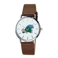 Men's Brown Tulane Green Wave Plexus Leather Watch