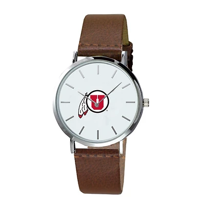 Men's Brown Utah Utes Plexus Leather Watch