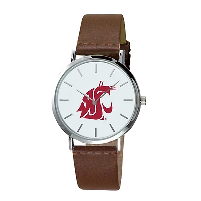 Men's Brown Washington State Cougars Plexus Leather Watch