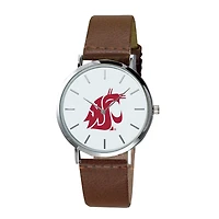 Men's Brown Washington State Cougars Plexus Leather Watch