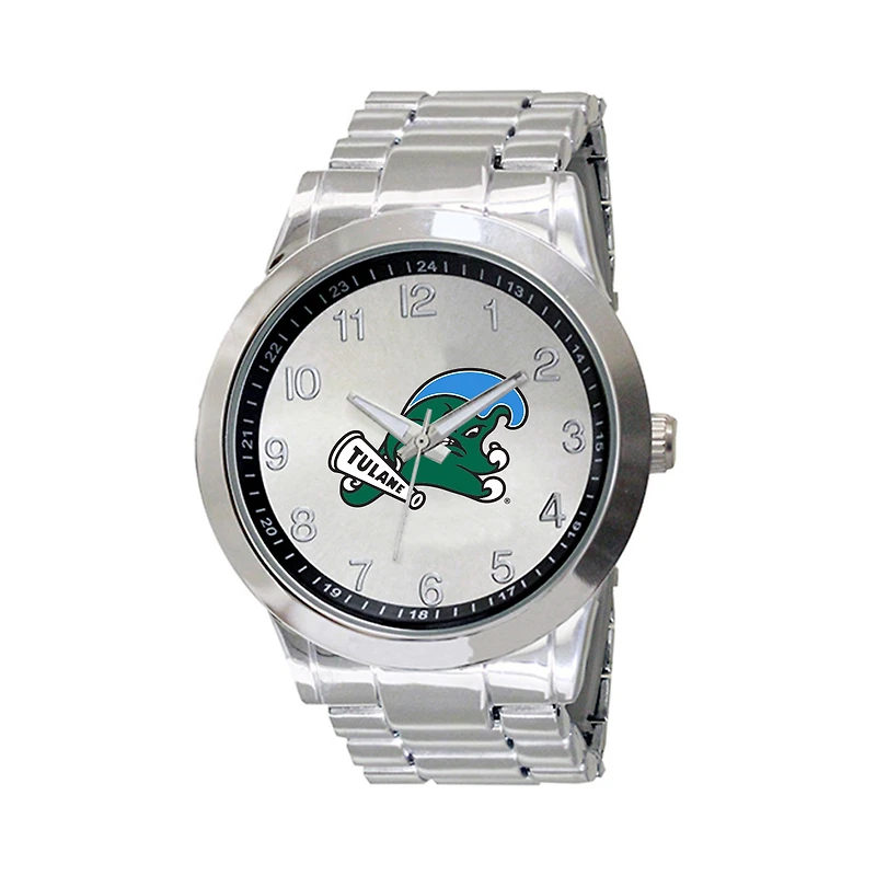 Men's Silver Tulane Green Wave Integris Stainless Steel Watch