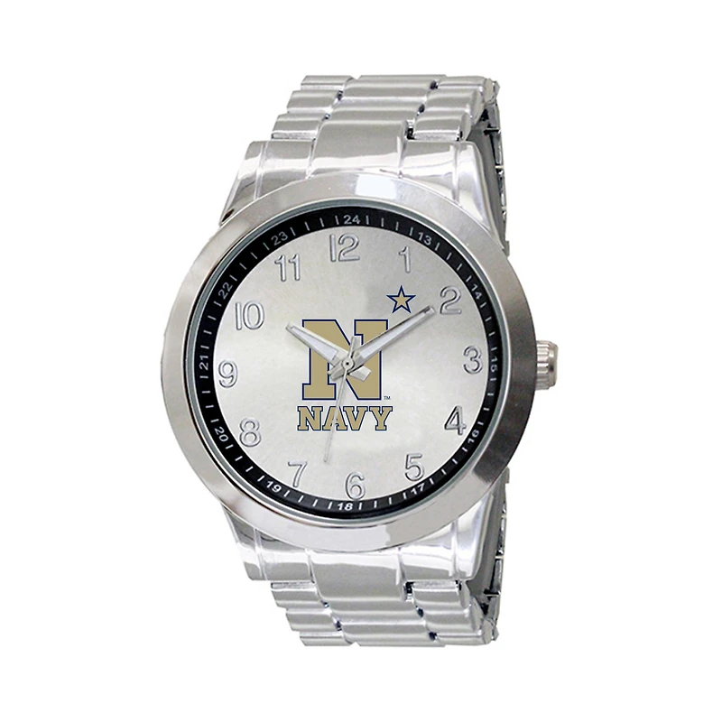 Men's Silver Navy Midshipmen Integris Stainless Steel Watch