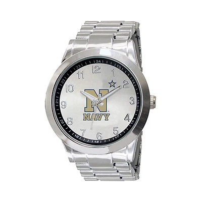 Men's Silver Navy Midshipmen Integris Stainless Steel Watch
