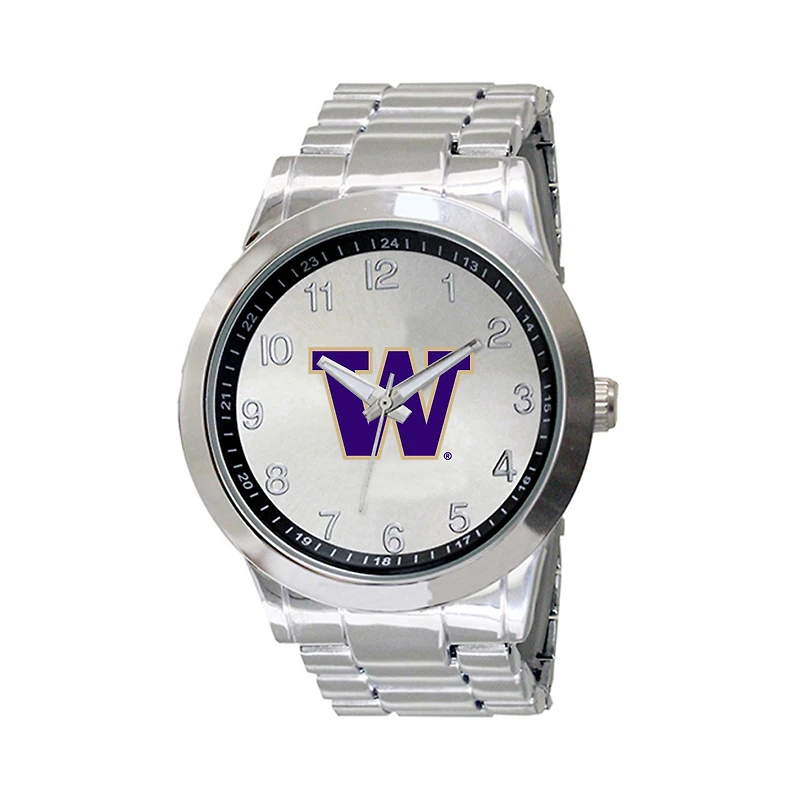 Men's Silver Washington Huskies Integris Stainless Steel Watch