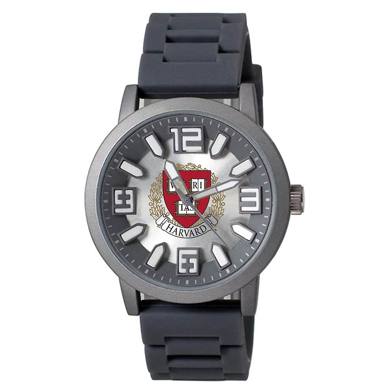Men's Black Harvard Crimson Enigma Silicone Strap Watch