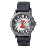 Men's Black Illinois Fighting Illini Enigma Silicone Strap Watch