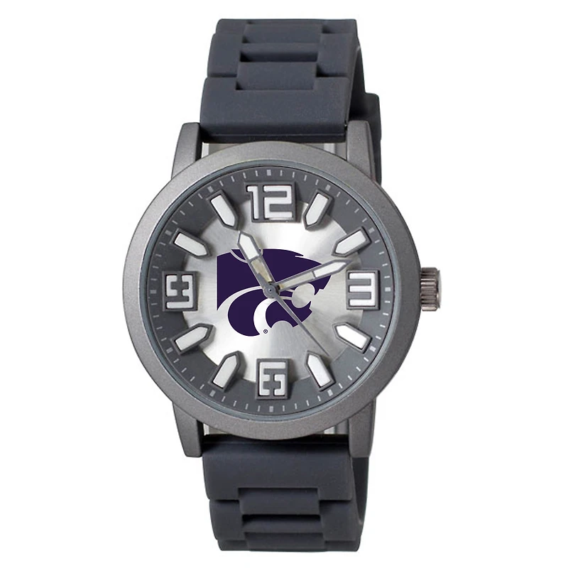 Men's Black Kansas State Wildcats Enigma Silicone Strap Watch