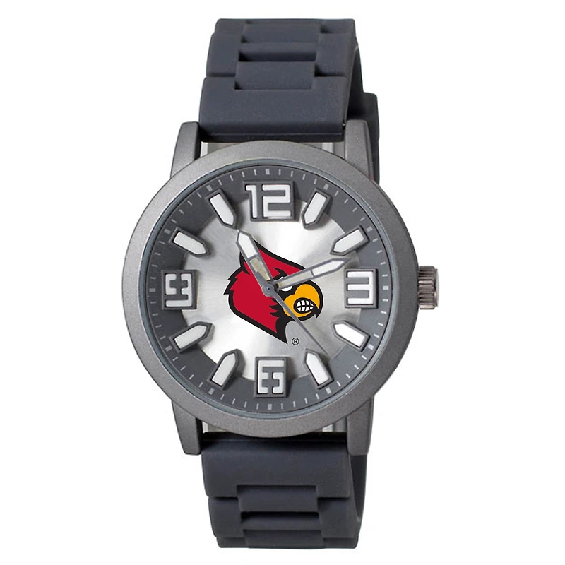 Men's Black Louisville Cardinals Enigma Silicone Strap Watch