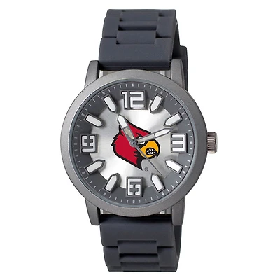 Men's Black Louisville Cardinals Enigma Silicone Strap Watch