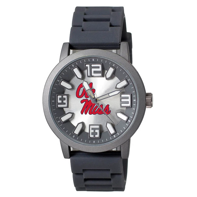 Men's Black Ole Miss Rebels Enigma Silicone Strap Watch