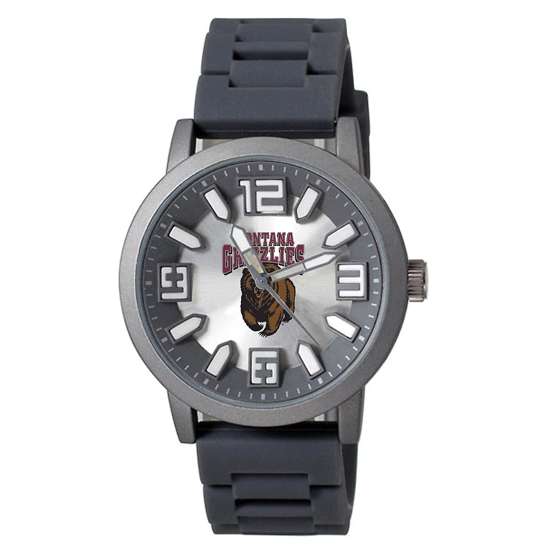 Men's Black Montana Grizzlies Enigma Silicone Strap Watch