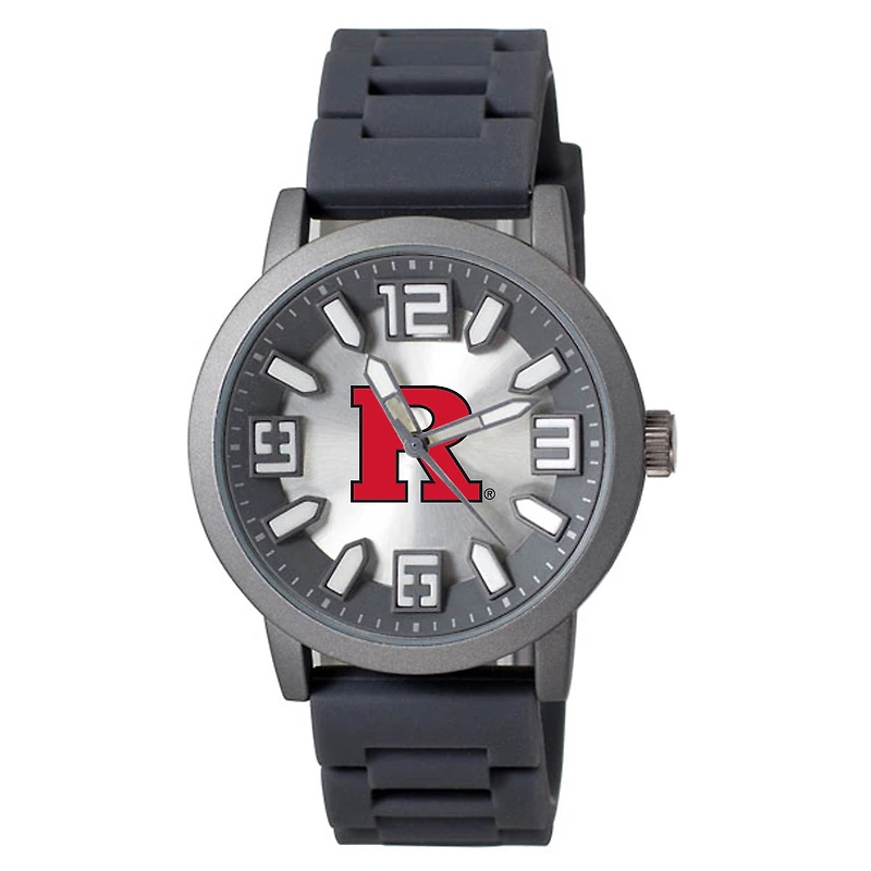 Men's Black Rutgers Scarlet Knights Enigma Silicone Strap Watch