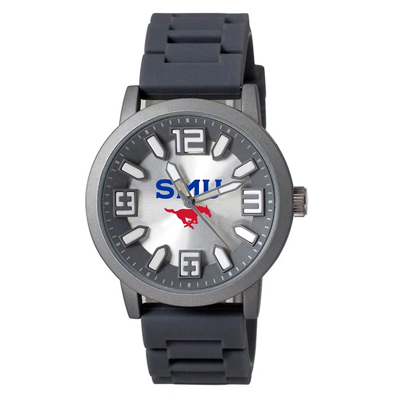 Men's Black SMU Mustangs Enigma Silicone Strap Watch