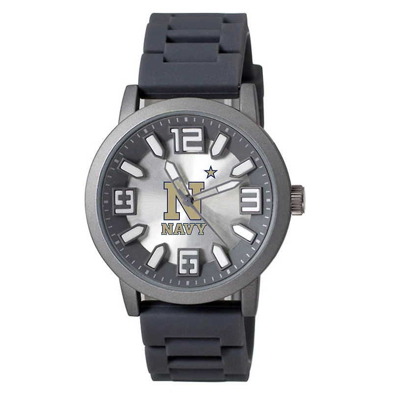 Men's Black Navy Midshipmen Enigma Silicone Strap Watch