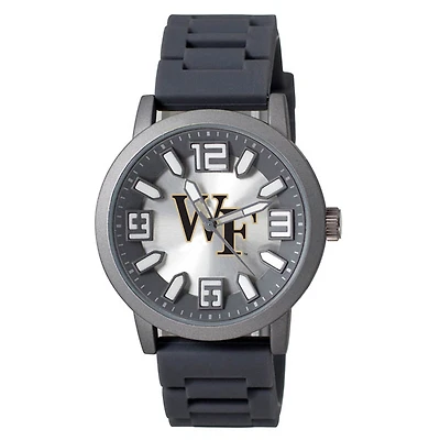 Men's Black Wake Forest Demon Deacons Enigma Silicone Strap Watch
