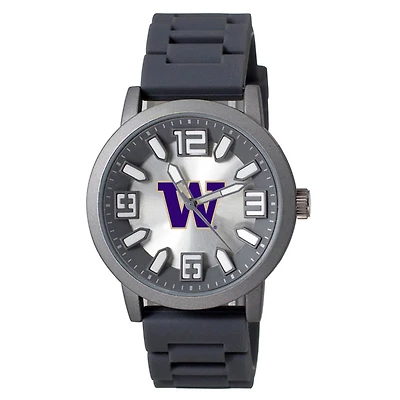 Men's Black Washington Huskies Enigma Silicone Strap Watch
