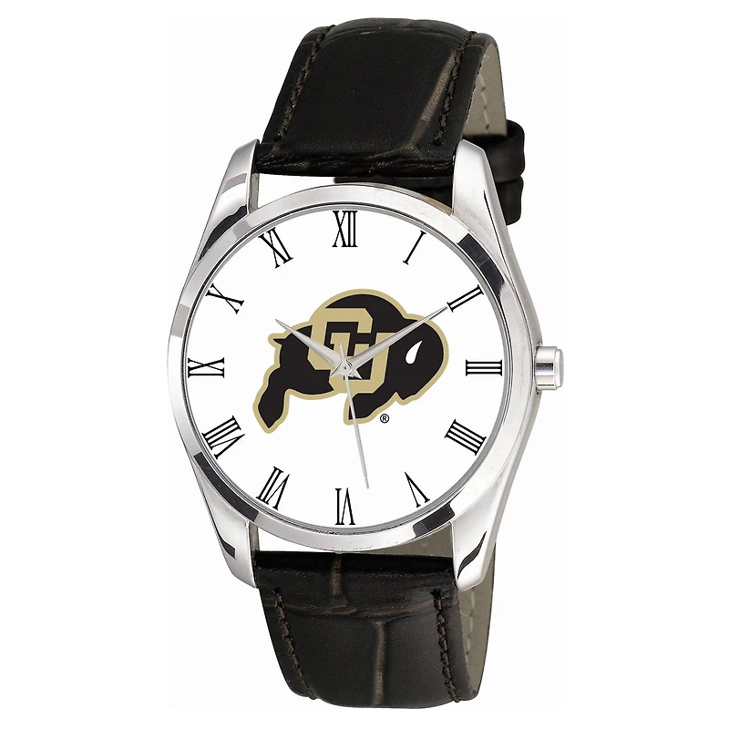 Men's Black Colorado Buffaloes Berkeley Leather Watch