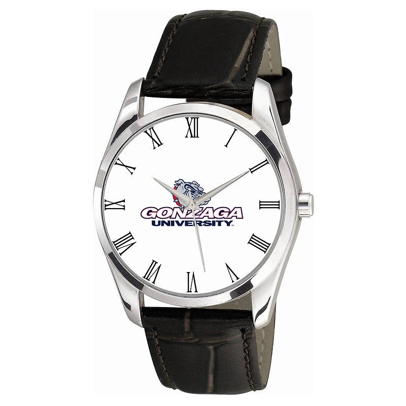 Men's Black Gonzaga Bulldogs Berkeley Leather Watch