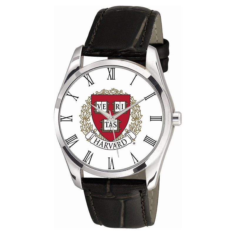 Men's Black Harvard Crimson Berkeley Leather Watch