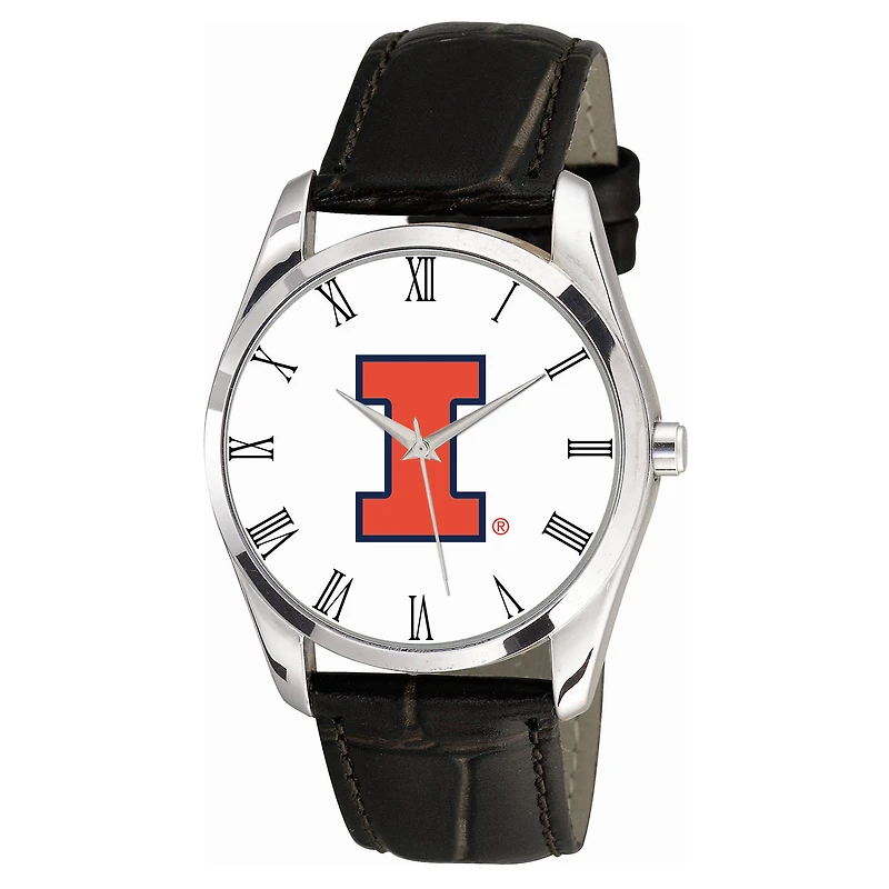 Men's Black Illinois Fighting Illini Berkeley Leather Watch