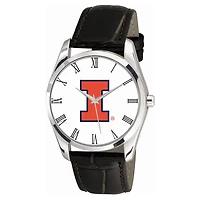 Men's Black Illinois Fighting Illini Berkeley Leather Watch
