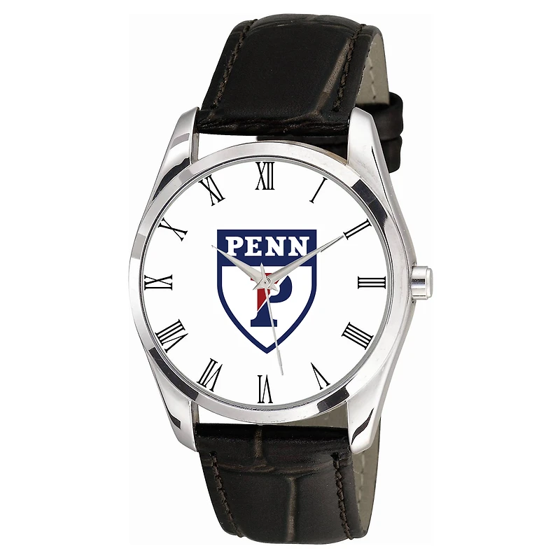 Men's Black Pennsylvania Quakers Berkeley Leather Watch