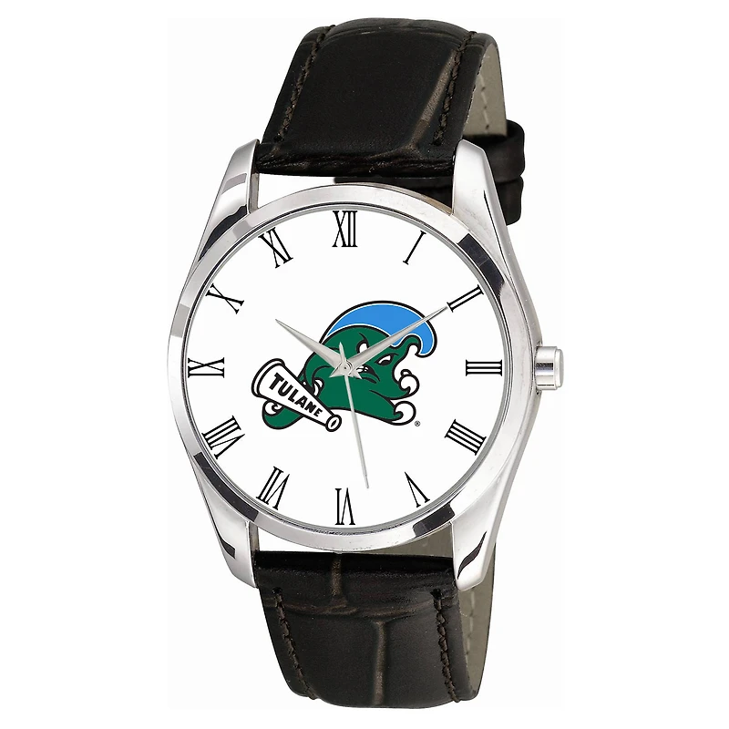 Men's Black Tulane Green Wave Berkeley Leather Watch