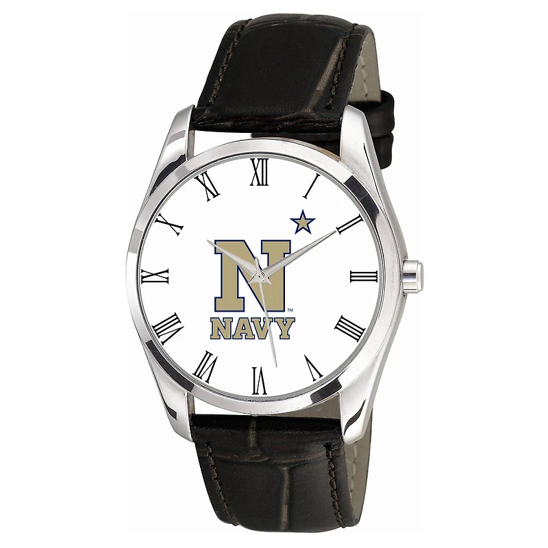 Men's Black Navy Midshipmen Berkeley Leather Watch