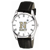Men's Black Navy Midshipmen Berkeley Leather Watch