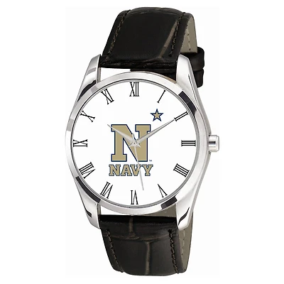Men's Black Navy Midshipmen Berkeley Leather Watch