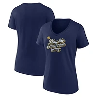 Women's Navy Notre Dame Fighting Irish Play Like a Champion Today Fashion V-Neck T-Shirt