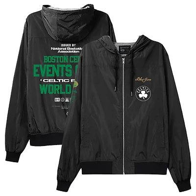 Unisex Bleacher Report x Mitchell & Ness Black Boston Celtics Backstage Crew Hoodie Full-Zip Jacket