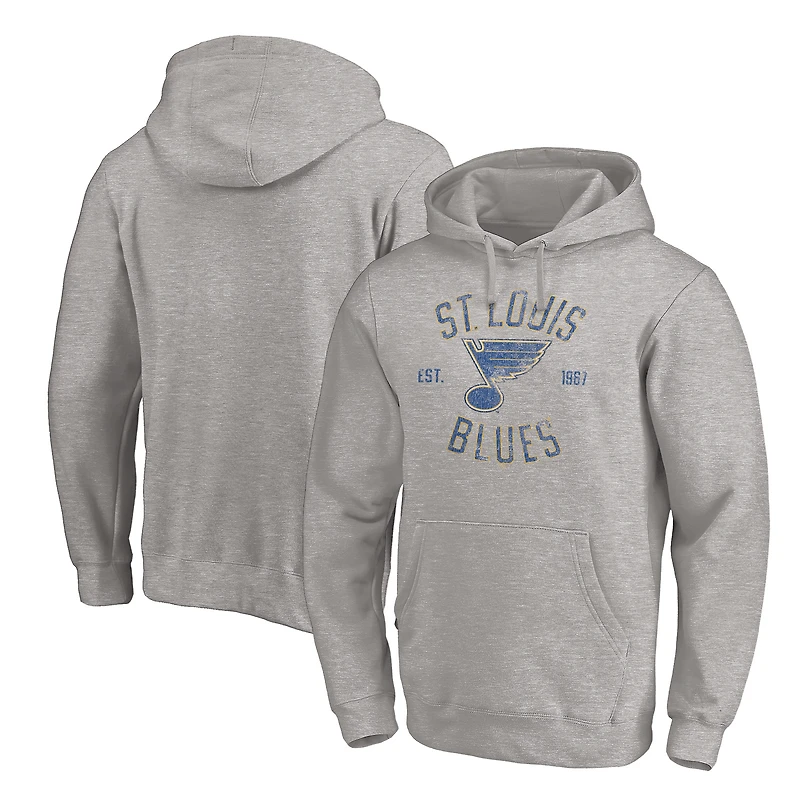 Men's Heather Gray St. Louis Blues Heritage Pullover Hoodie