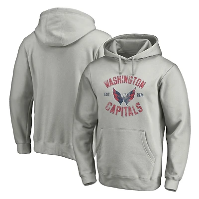 Men's Heather Gray Washington Capitals Heritage Pullover Hoodie