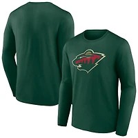 Men's Green Minnesota Wild Primary Logo Long Sleeve T-Shirt