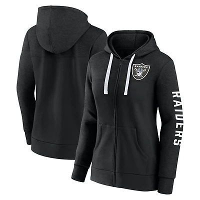 Women's Fanatics Heather Charcoal Las Vegas Raiders Plus Size City Ties Full-Zip Hoodie