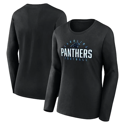 Women's Fanatics Black Carolina Panthers Plus Size Foiled Play Long Sleeve T-Shirt