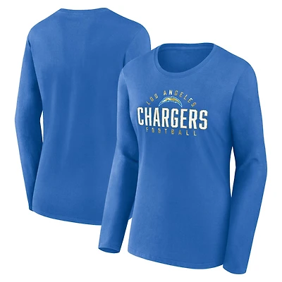 Women's Fanatics Powder Blue Los Angeles Chargers Plus Size Foiled Play Long Sleeve T-Shirt