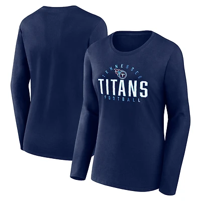 Women's Fanatics Navy Tennessee Titans Plus Size Foiled Play Long Sleeve T-Shirt