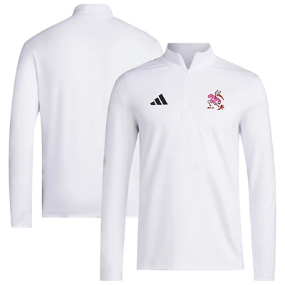 Men's adidas  White Miami Hurricanes Half-Zip Golf Jacket