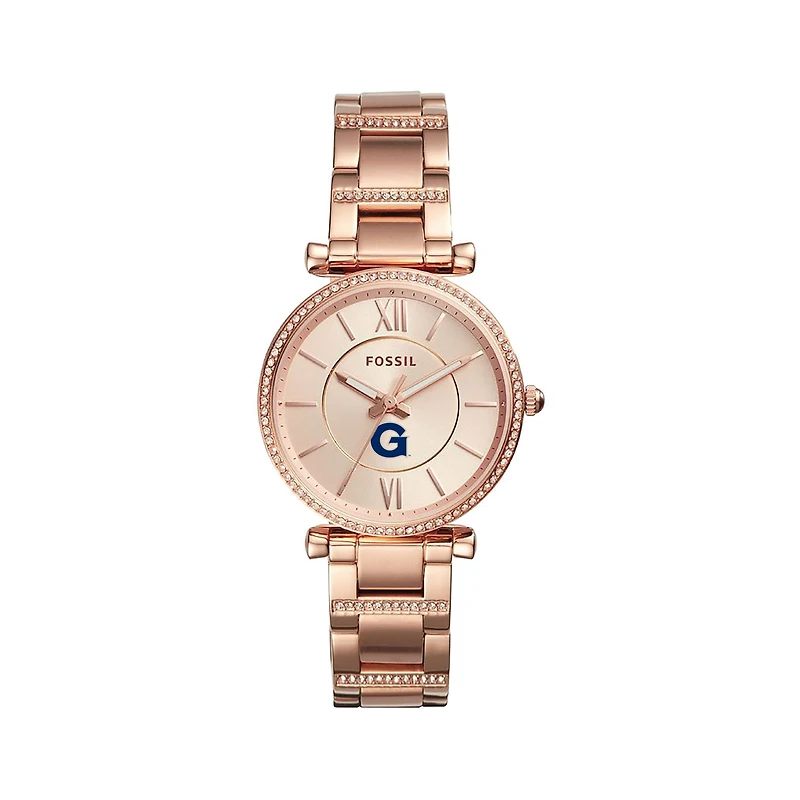 Women's Fossil Gold Georgetown Hoyas Carlie Rose Stainless Steel Watch