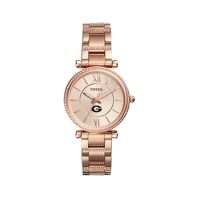 Women's Fossil  Gold Georgia Bulldogs Carlie Rose Stainless Steel Watch
