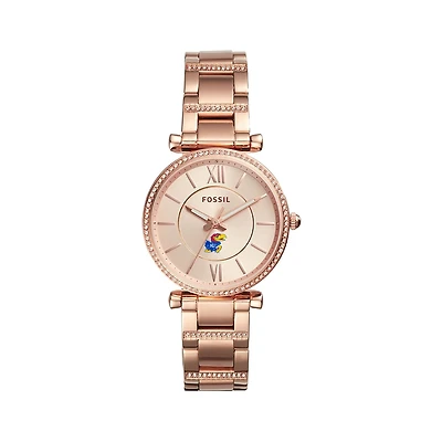 Women's Fossil  Gold Kansas Jayhawks Carlie Rose Stainless Steel Watch