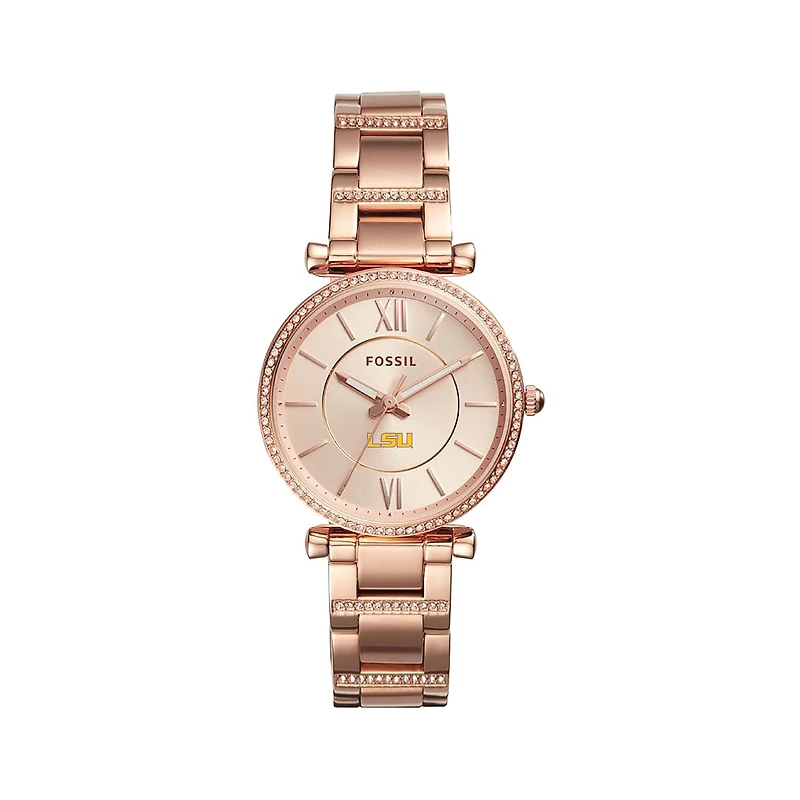 Women's Fossil Gold LSU Tigers Carlie Rose Stainless Steel Watch