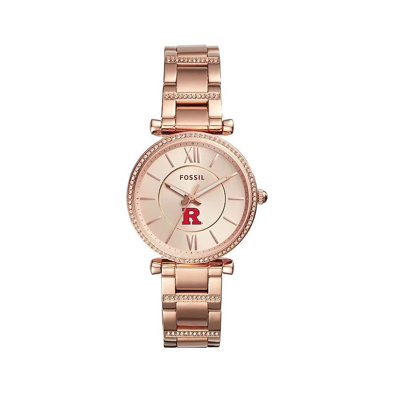 Women's Fossil Gold Rutgers Scarlet Knights Carlie Rose Stainless Steel Watch