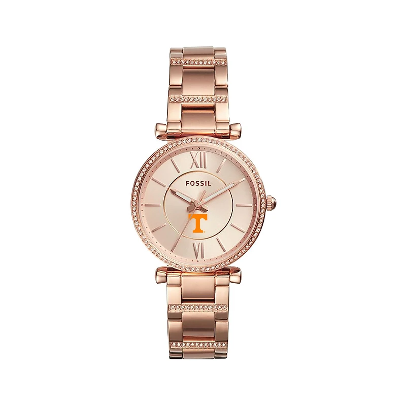 Women's Fossil Gold Tennessee Volunteers Carlie Rose Stainless Steel Watch