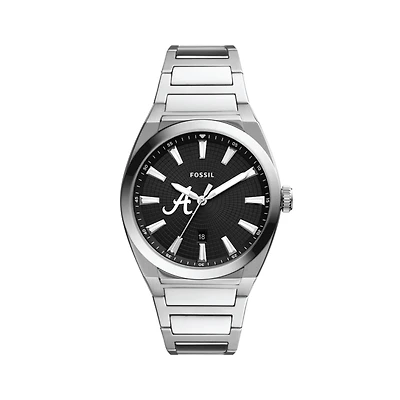Men's Fossil  Black Alabama Crimson Tide Everett Stainless Steel Watch